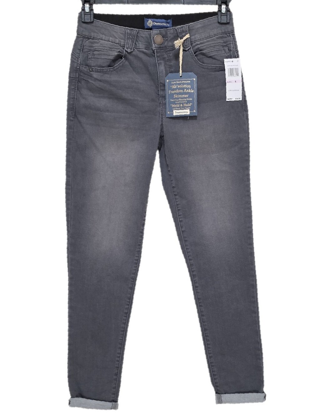 Democracy Freedom Ankle Skimmer Jeans Cuffed Stretch Mid-Rise Ab Solution Gray 6